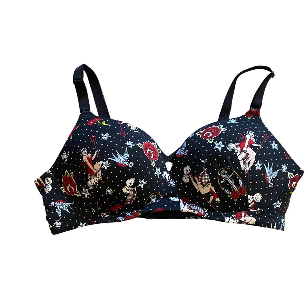 Torrid Black and Red Patterned Bra